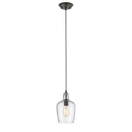 FEELTHEGLOW Ellie Transitional 1 Light Rubbed Bronze Ceiling Mini Pendant - 7 in. FE2542661